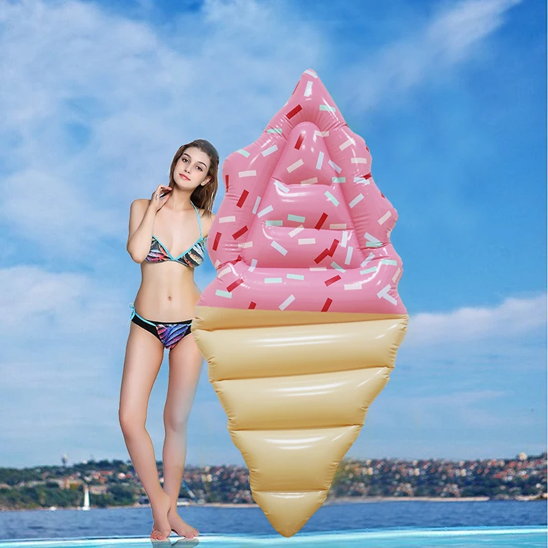 180cm Milzu Rozā saldējuma Piepūšamo Baseinu Peldēt Donut Popsicle Meli-par Peldēšanu Ring Beach Valdes Gaisa Matrača, Ūdens Rotaļlietas boia