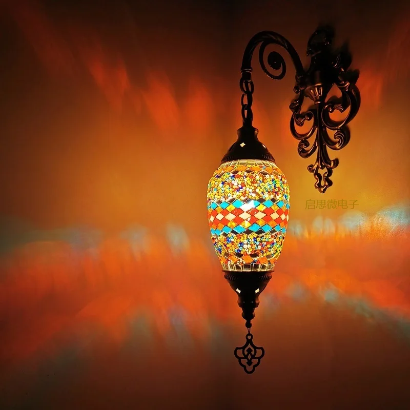 Jaunākās E14 Vidusjūras stilā Art Deco turku Mozaīkas Sienas Lampas Handcrafted mozaīkas Stikla romantisks sienas gaismas