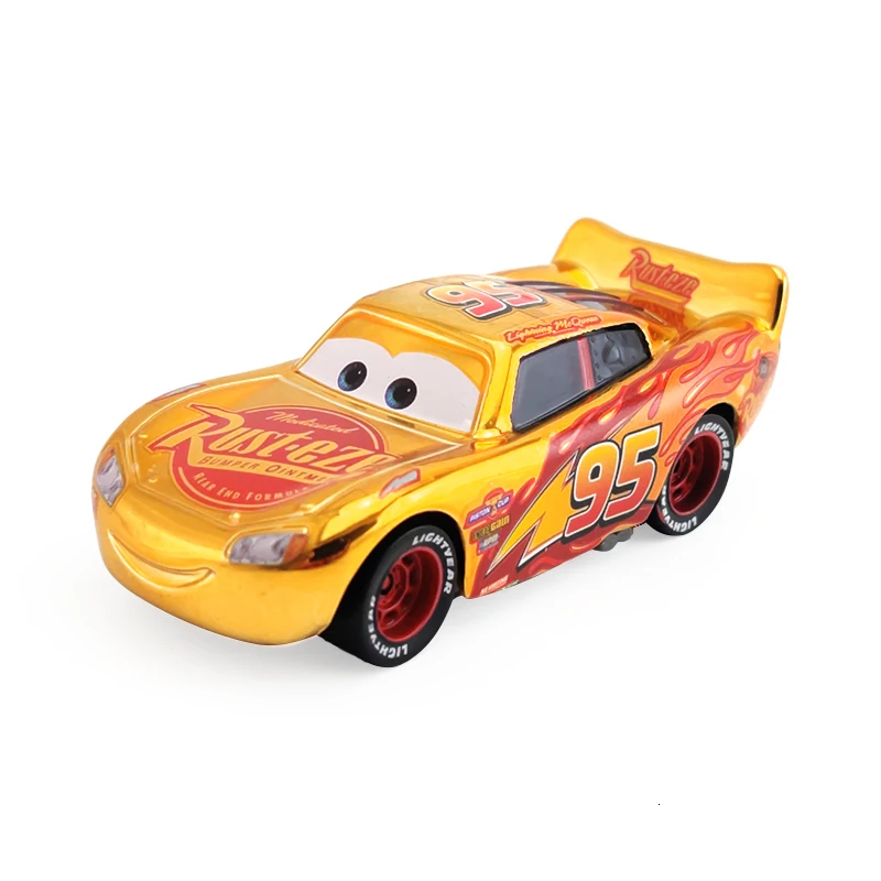 Disney Pixar Auto 2 3 Electroplated Zelta Zibens McQueen Ramirez 1:55 Lējumiem Auto Metālu Sakausējumu Zēns, Bērnu Rotaļu Dāvanu