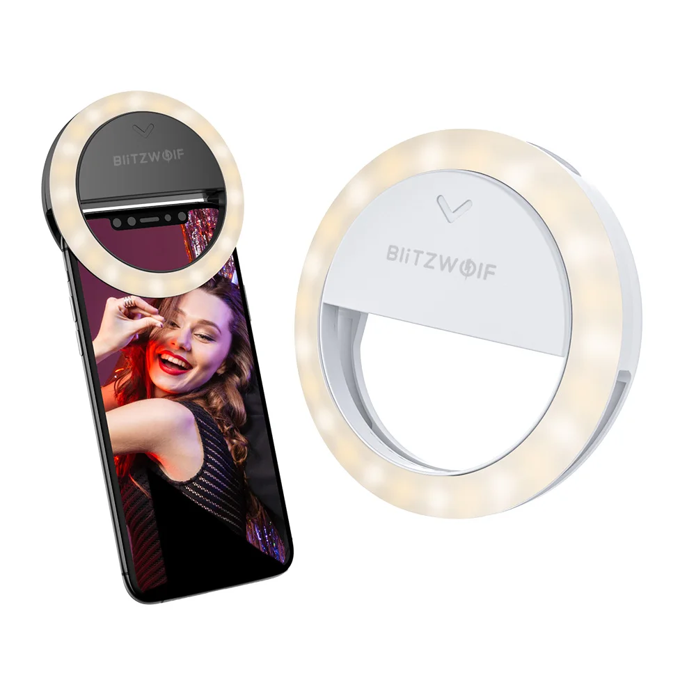 BlitzWolf BW-SL0 Pro LED Clip-on Gredzenu Aizpildīt Gaismas Mini Portatīvo Selfie Gaismas 600mAh USB Augstu Spilgtumu, ņemot vērā Viedtālruņa PC