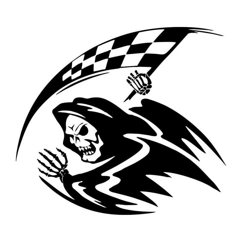 Cool Nāves Darbojas Raiba Karoga Racing Uzlīmes, Funny Decal Pvc Uzlīmēm, Piemērots Visu Veidu Automašīnām Melns/balts, 19cm*17cm