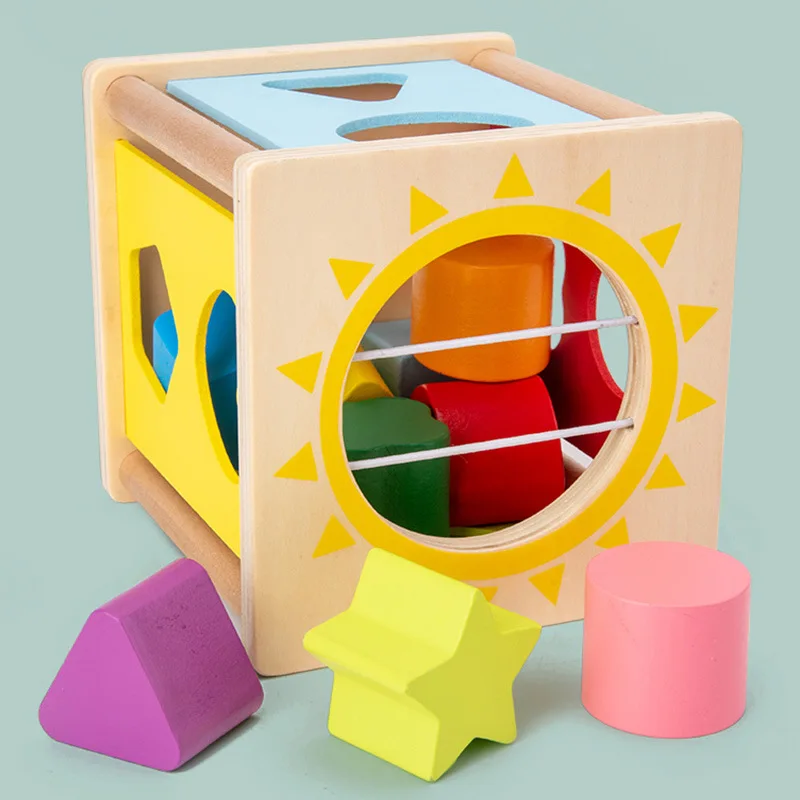 Montessori Koka Rotaļlietas Ģeometrijas Formas Izziņas Matching Celtniecības Bloki Krāsu Kārtot Bērnu Agrīnās Izglītības Rotaļlietas Bērniem