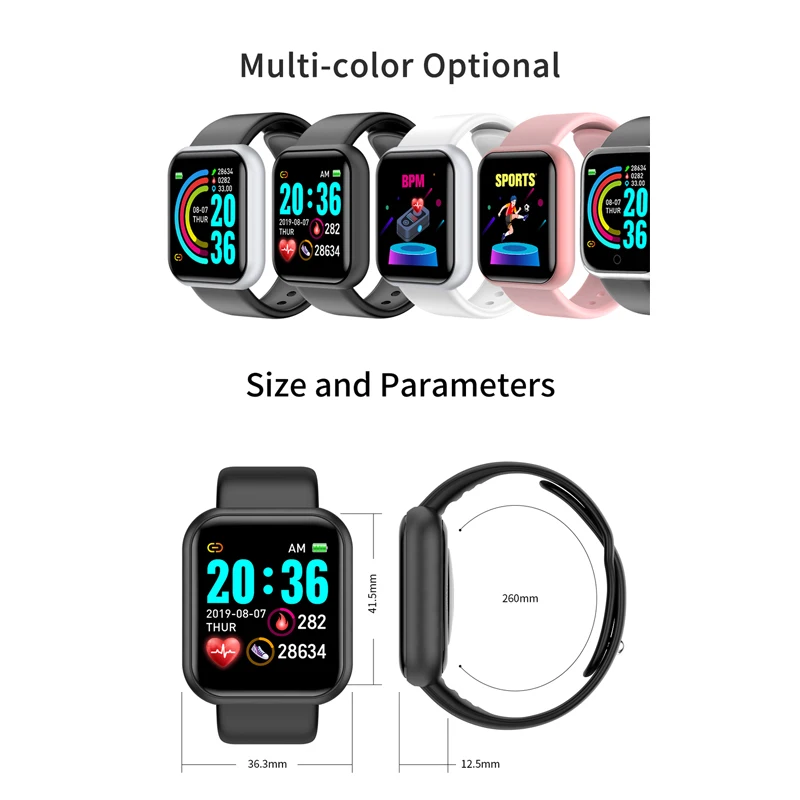Smart Watch Sievietes Vīrieši Y68 Sporta Bluetooth Smart Joslā Sirds ritma Monitors asinsspiediens Fitnesa Tracker Aproce par Android, IOS