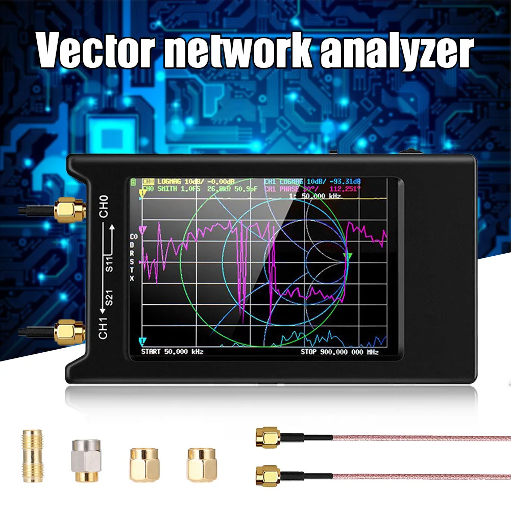 50KHz-1,5 GHz Vektora Tīkla Analizators NanoVNA-H4, 4 Collu LCD Ekrāns Antenas Analyzer GQ