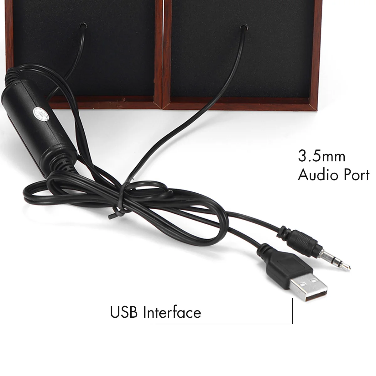USB Vadu, Skaļruņus Datoram, Koka Subwoofer Skaļruņi ar 3,5 mm Bass Stereo PC Desktop Laptop, Notebook Mūzikas Atskaņotājs