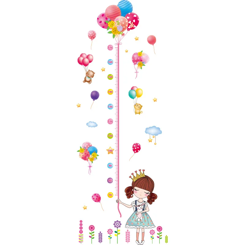 [shijuekongjian] Augstums Pasākums, Sienas Uzlīmes DIY Karikatūra Meitene Baloni, Sienas Uzlīmes Bērniem, Bērnu Istabas Guļamistabas Māja Apdare