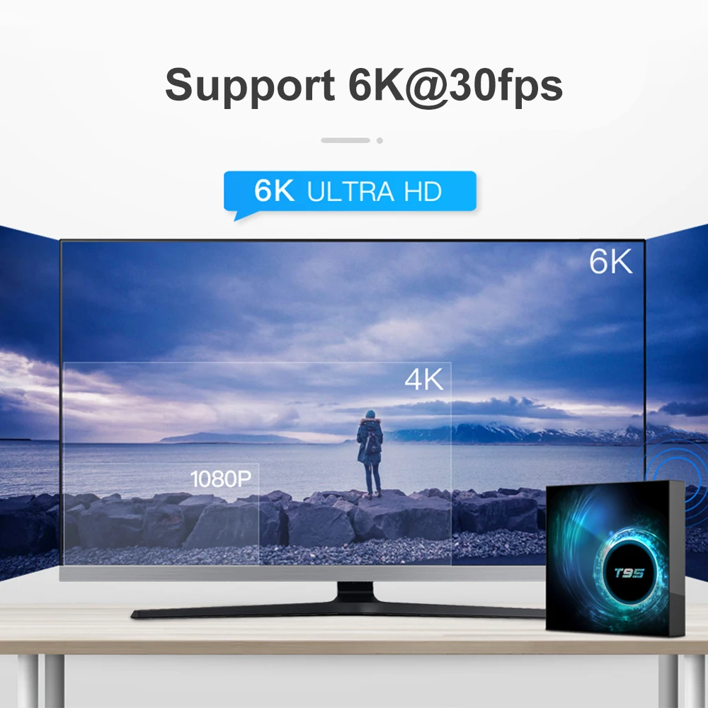 Smart TV Kastē T95 Max Android 10 6K HD liela atbalsta vairākas Media player video formātus PK X96 max plus tv kastē android 2020