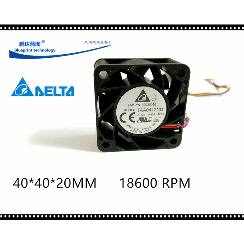 2gab Delta TAA0412CD 40mm 4020 DC 12v 0.6 A 4cm servera inverter datora procesora aksiālo ventilatoru dzesēšanas ventilatori 4PIN