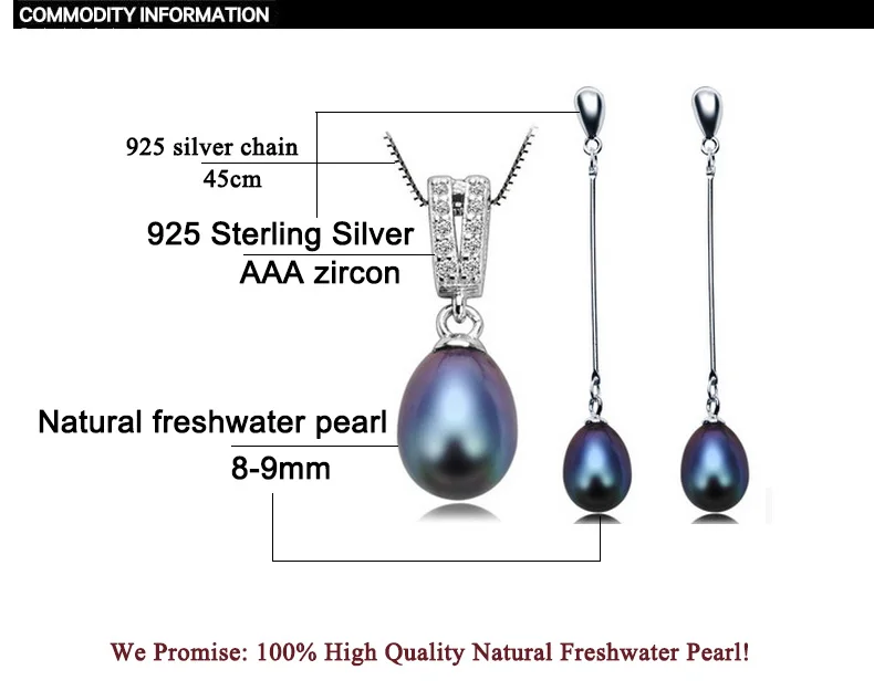 SHDIYAYUN 2019 Pearl Rotu Komplekts 925 Sterling Sudraba Nosaka Dabiskie Saldūdens Balck Pērļu Kaklarota Auskari Kuloni Sievietēm