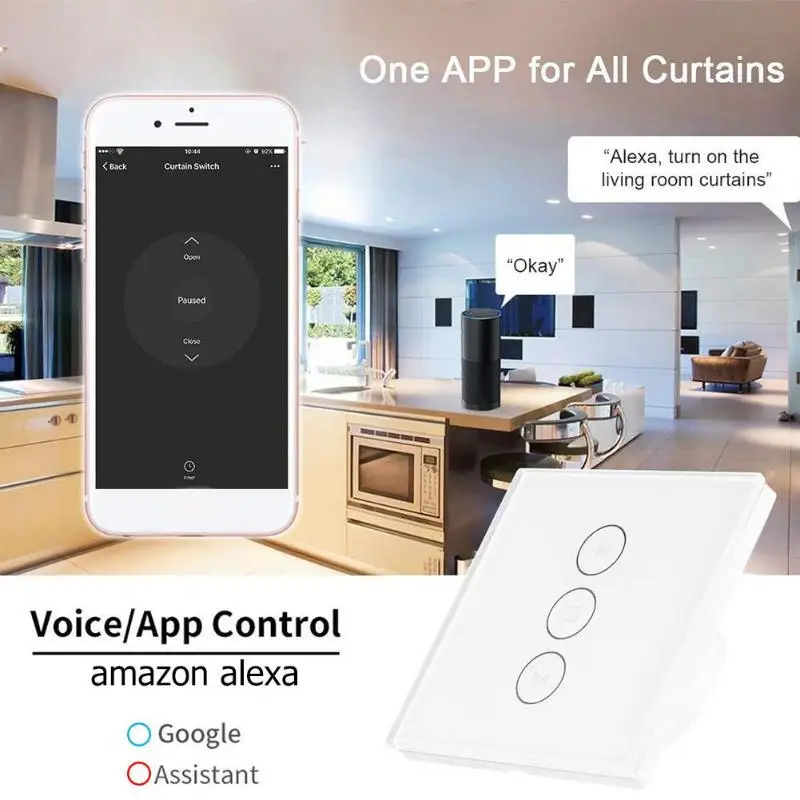 Smart WiFi Slēdzis Elektriskie Aizkaru, Žalūziju Rullo žalūziju Touch Kontroli