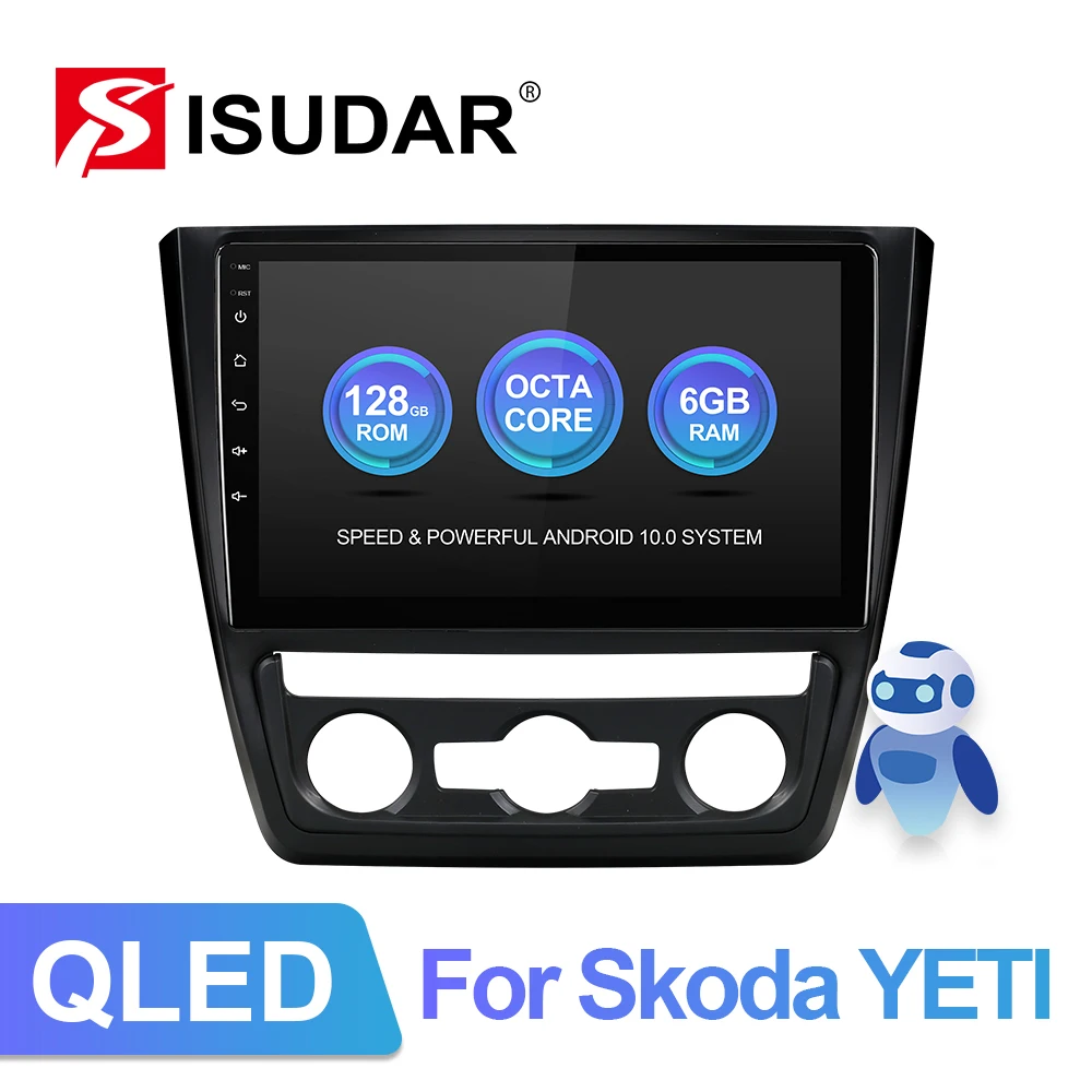 ISUDAR V72 QLED Android 10 Auto Radio Skoda Yeti 2009 2010 2011 2012 2013 Multimediju GPS RAM 6GB CANBUS 4G Nē 2 Din