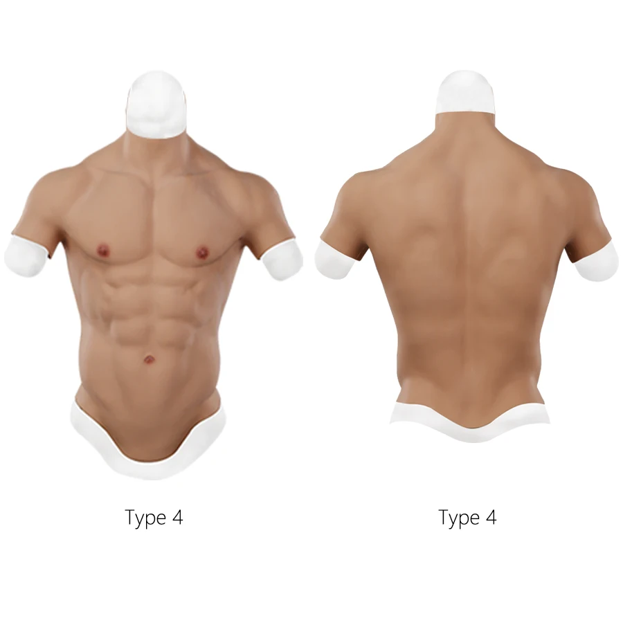 Cosplay Vīriešu Uzvalku Viltus Vēdera Muskuļu Vīriešu Krūtīm Crossdresser Mačo Reāli Silikona Mākslīgā Simulācijas Muskuļu