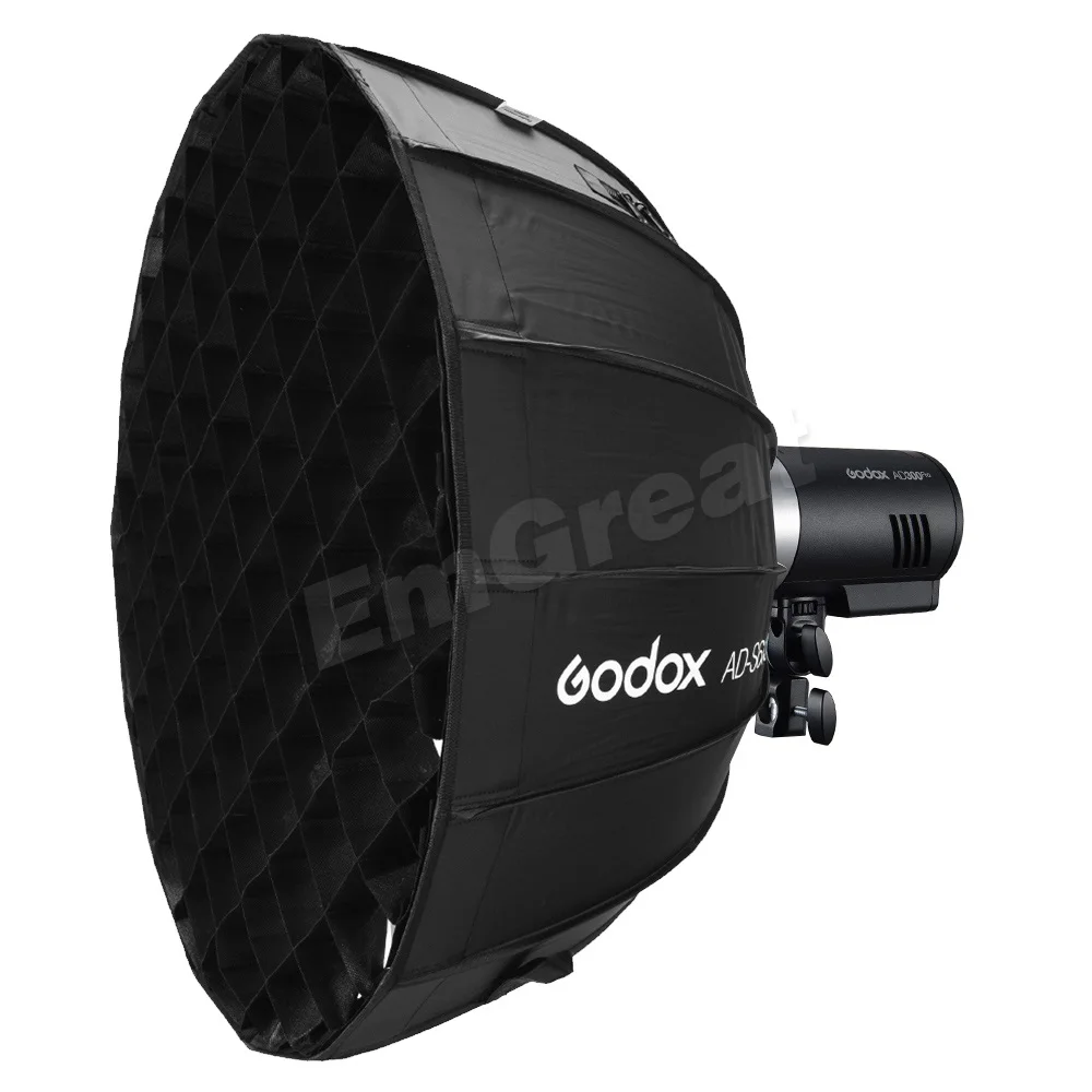Godox AD300 Pro All-in-One Āra Flash AD300Pro &Godox AD-S65S 65cm Sudraba Dziļi Parabolic Softbox ar Šūnveida Režģis Softbox