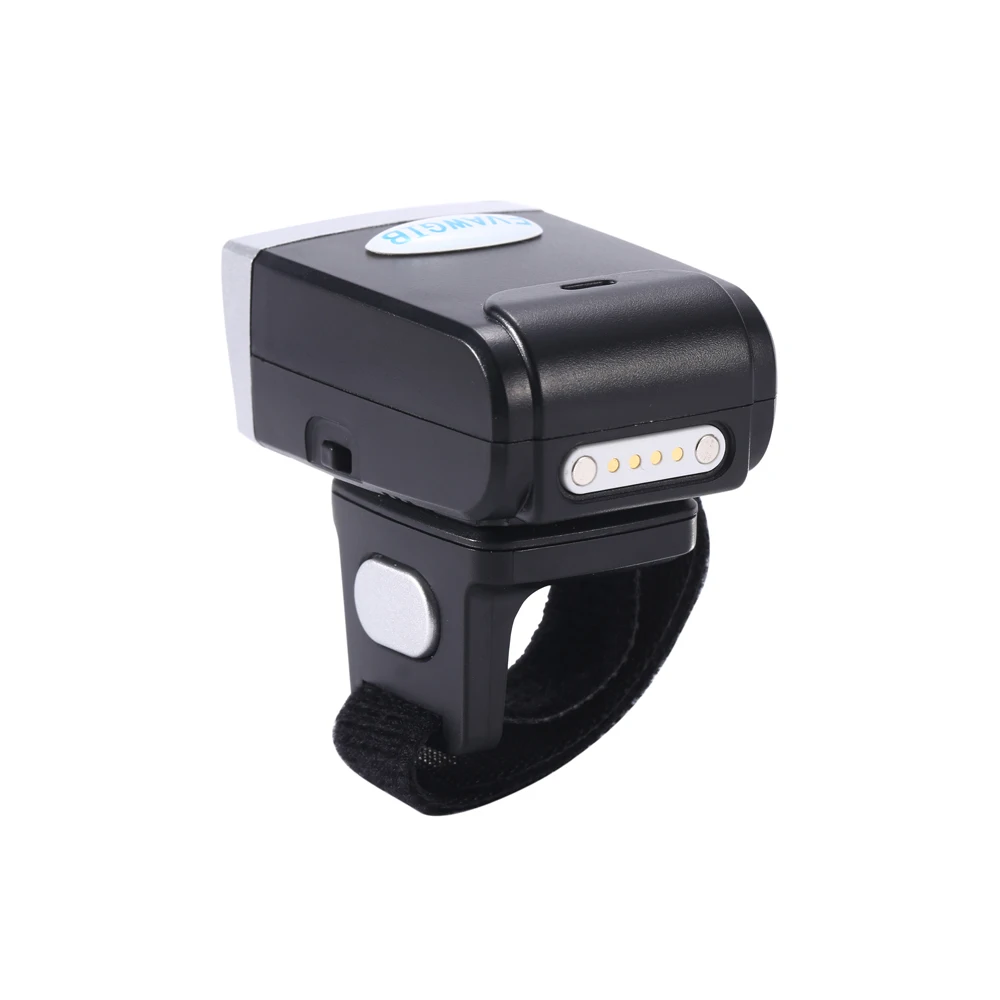 Bezvadu 1D/2D Bluetooth valkājamas pirkstu svītrkodu skeneri gredzenu svītrkodu lasītājs ar atmiņu mini-izmērs QR kodu skeneris gredzens tips