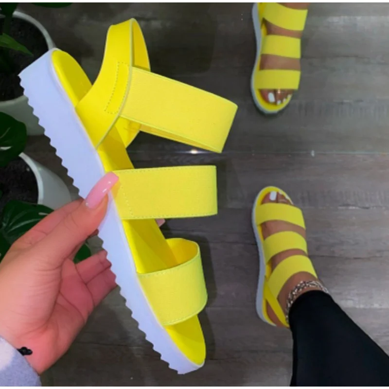 Sieviešu Sandales Sshoes Vasaras Gadījuma Paslīdēt Uz Dāmas Dzīvokļi Modes Kurpes Platformas Sandales Platformas Kurpes Sieviešu Sandale Femme