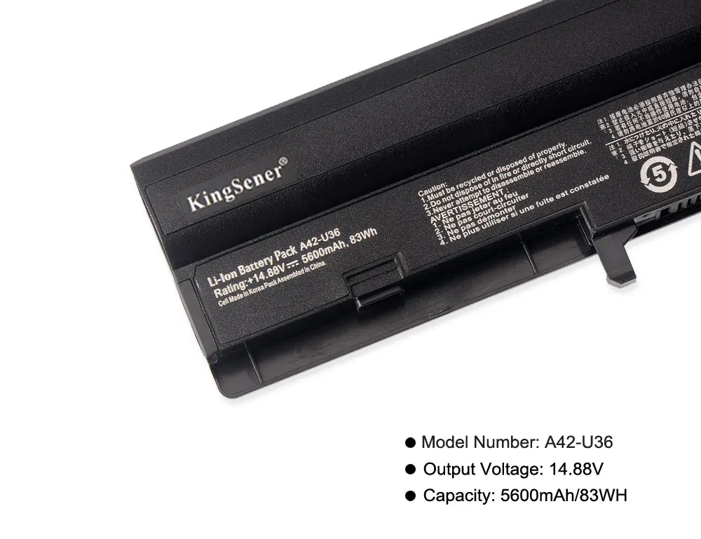 Kingsener A42-U36 Akumulatora 5600MAH 83WH par ASUS A41-U36 U32 U32U U36 U36J U36JC U36S U36SD U36SG U44 U44S U82 U82E U84 8 Šūnas