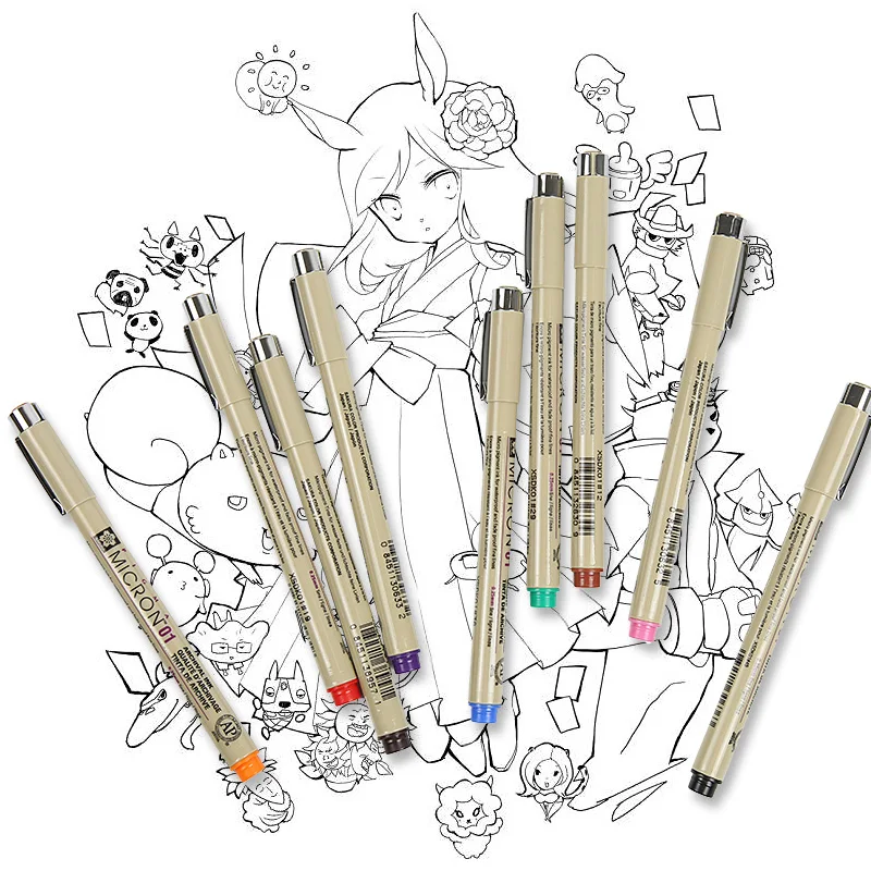 Sakura XSDK 005/01/2/3/4/5/8/1.0 Pigma Micron Smalku Līniju Pildspalvu Komplekts Multi-Krāsu Adatu Zīmēšanas Otu, Pildspalvu, Ieskicējot Mākslinieku Piederumi