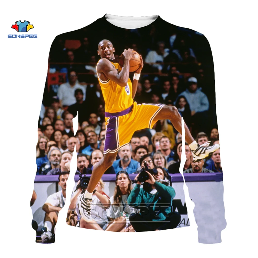 SONSPEE Kobe Bryant sporta Krekls 3d Drukas Basketbola Zvaigzne Kobe Bryant Jersey Long Sleeve Streetwear Džemperis Vīriešiem Sporta Sudaderas