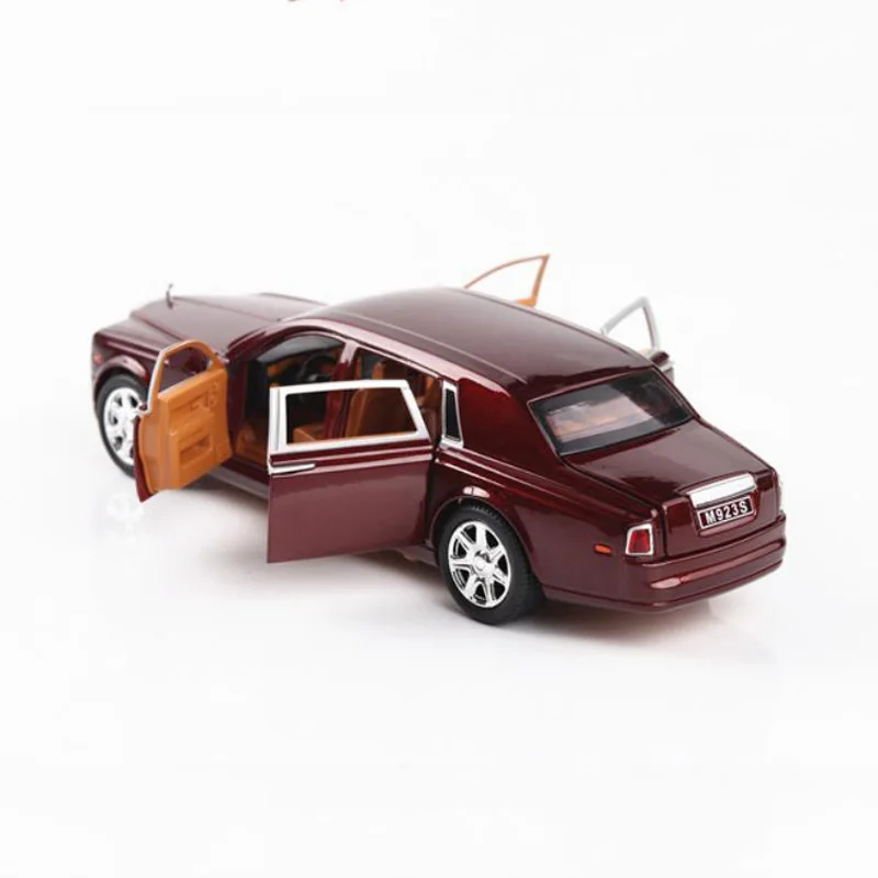 Karstā 1:24 mērogā riteņiem Rolls Royce Phantom metāla modeli ar gaismas un skaņas lējumiem auto pull atpakaļ transportlīdzekļa rotaļlietu kolekcija