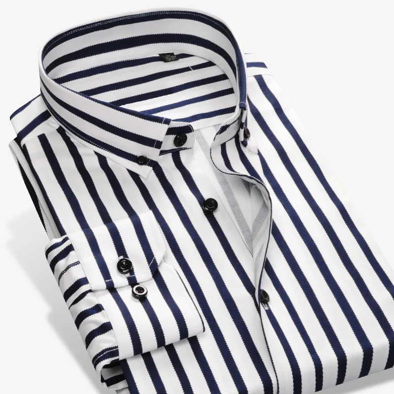 KVALITĀTE Laba, Vīriešu Kleita Krekls ar garām Piedurknēm Dizainers Atšķirībā Svītrainām Ikdienas Krekli Slim Fit Komfortu Mīksto Pogu Kokvilnas