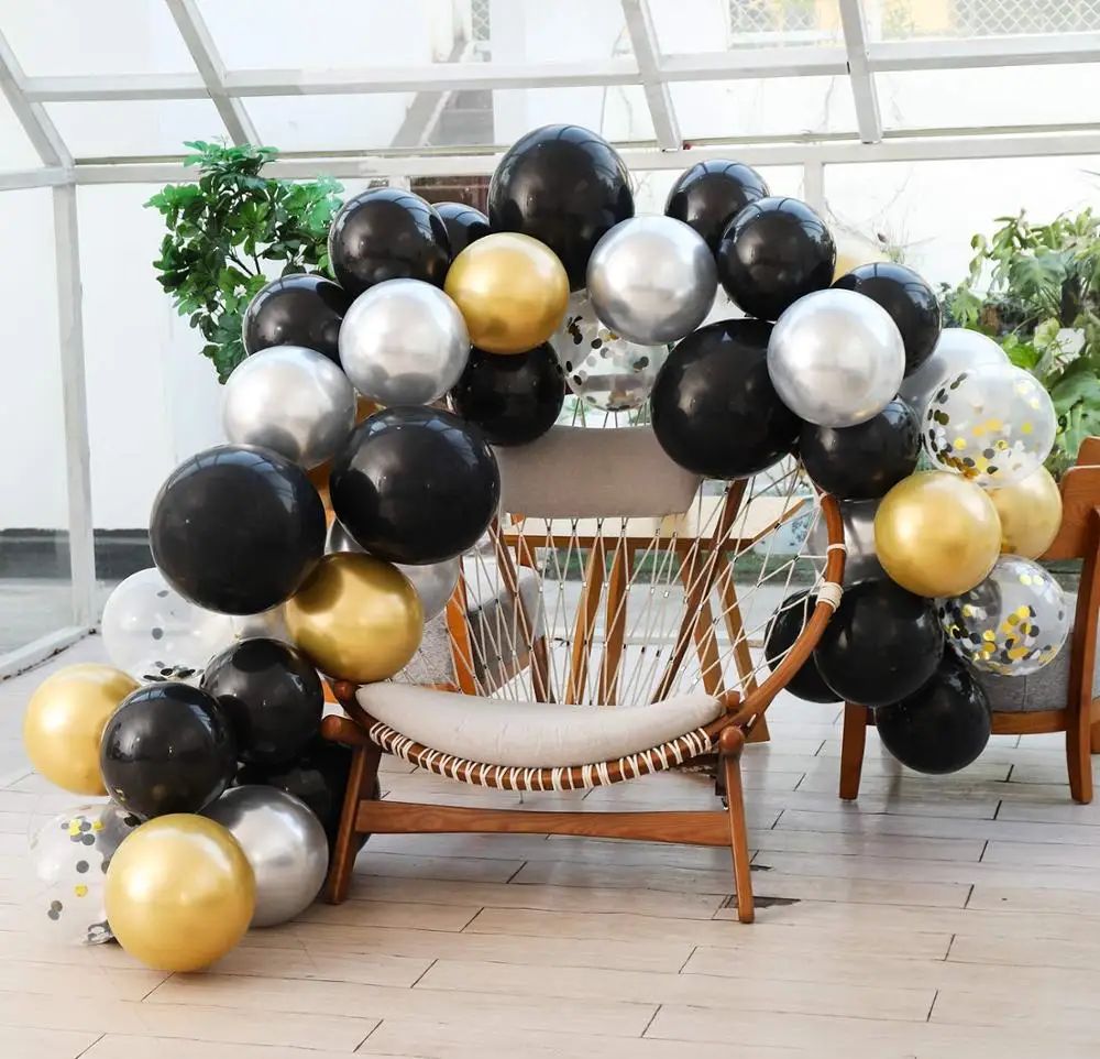 120pcs Melnā Zelta Konfeti Macaron Balonu Aprites Vainags Arku Komplekts Kāzas, Dzimšanas dienas Baloon Puse Dekori Bērniem, Baby Duša