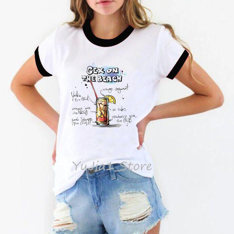 Smieklīgi zemeņu mojito drukāt sieviešu t krekls 90s tumblr drēbes sieviešu vasaras stils tee kreklu femme grafiskais tshirt balts t-krekls