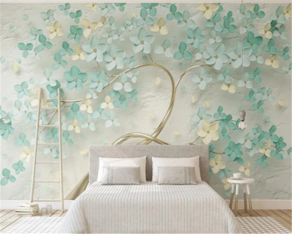 Custom tapetes mazu, svaigu piparmētru zaļa HD zīda materiāla ziedu samazināšanas fona sienas, mājas apdare, 3d tapetes sienas