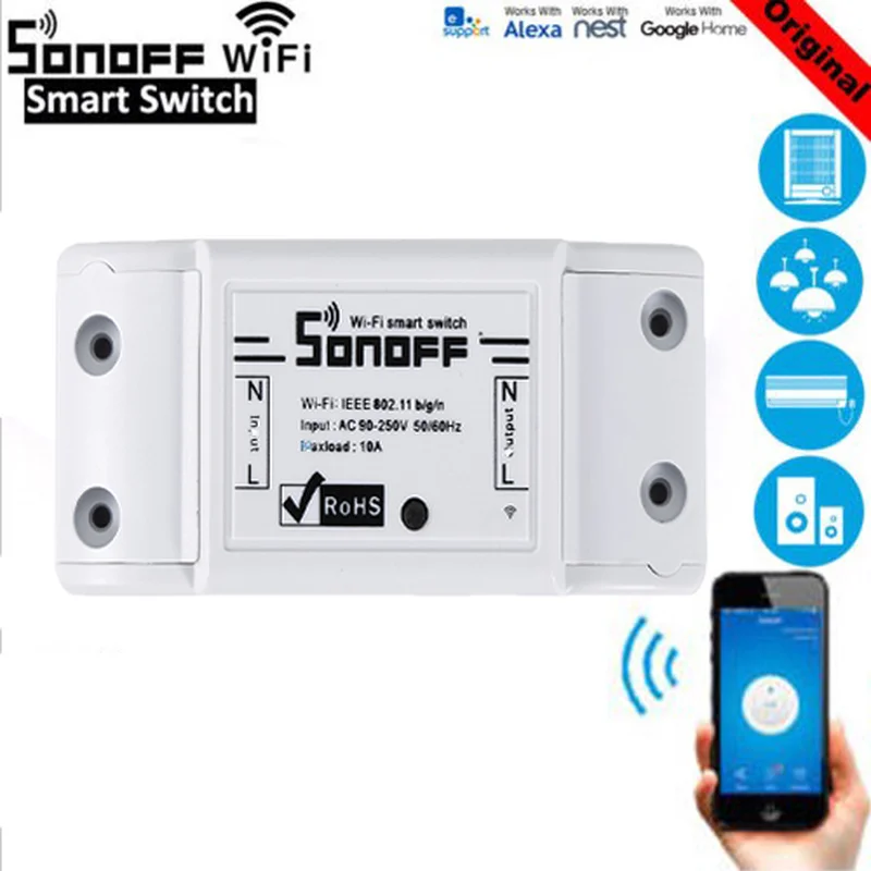 SONOFF Pamata Bezvadu Wifi Slēdzis Tālvadības Kontroles Automātikas Modulis DIY Slēdzis Universālais Smart Home 10.A 220V AC 90-250V