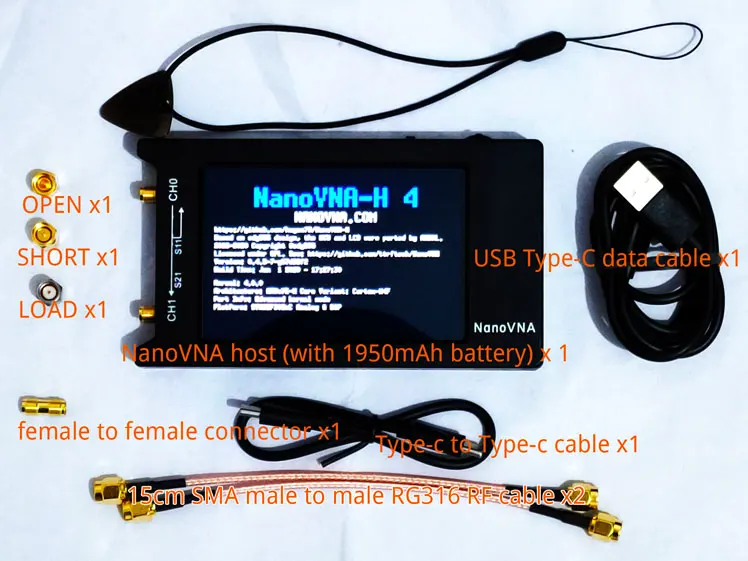 Sākotnējā Hugen NanoVNA-H4 H 4inch/2.8 collu LCD/VNA Vektora Tīkla Analizatoru, HF, VHF UHF Antena Analyzer + case+ Kaste + Akumulators