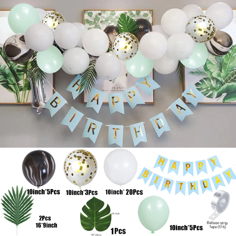 36pcs Happy Birthday Balonu Aprites Retro Zaļa, Rozā Vainags Zils Metālisks Zelta Baloni Mājas Puse, Kāzu Dekori Piederumi