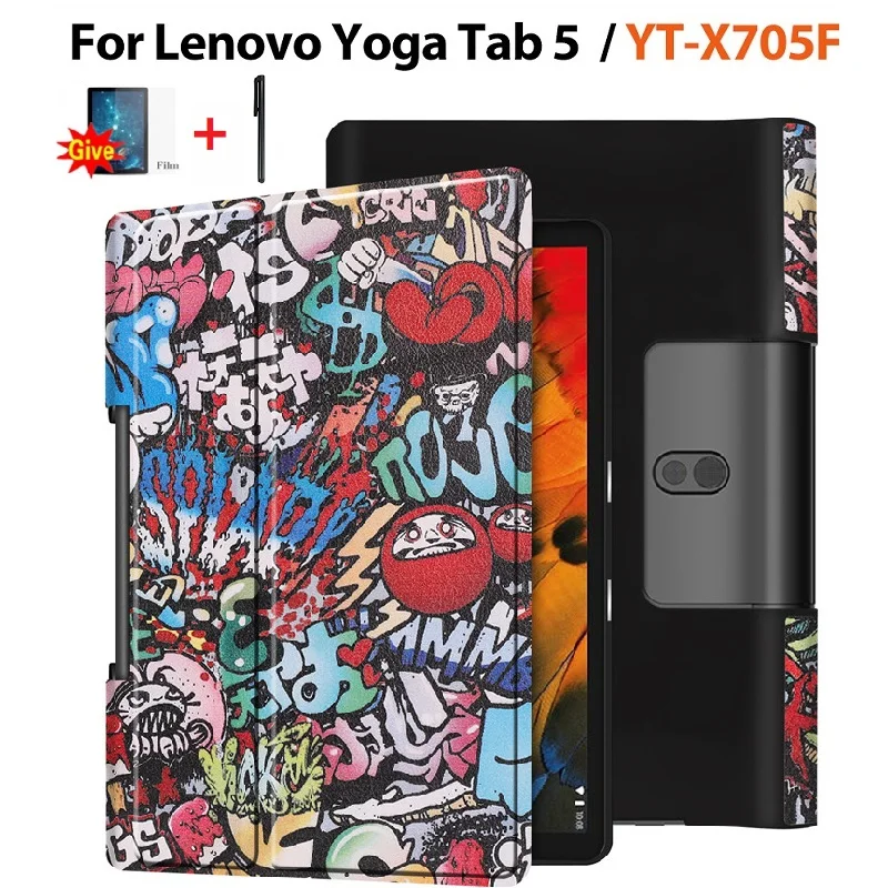 Lenovo Jogas Tab5 YT-X705F Smart Cover Magnēts Iespiesti Pu Ādas Tablete gadījumā Joga Tab 10.1 5 Būtiska Apvalks ar Filmu+Pildspalva