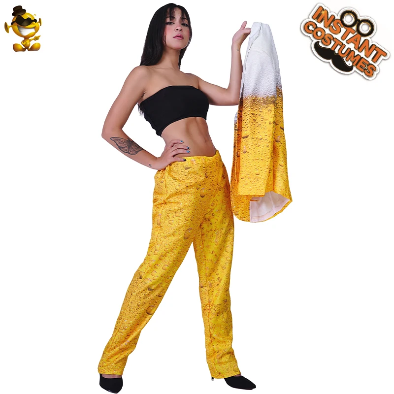 QLQ Sieviešu Oktoberfest Kostīms Iedomātā Kleita Dzeltena Alus Drēbes Lomu Spēlē Karnevāls Cosplay Halloween Kostīms Sievietēm
