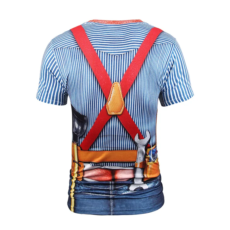 Mr 1991INC Jaunu Stilu Vīriešu Vasaras Modes Īsām Piedurknēm T krekls 3D Drukas Viltus Divas Gabals Smieklīgi Tshirt Jostas Svītrains T-Krekls Remonts