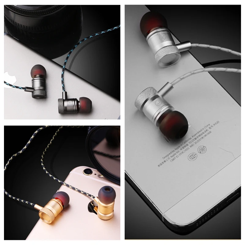 Subwoofer Austiņas Metāla Stereo Mūziku, Darbojas Sporta Earbuds Ar Mikrofonu Austiņas Samsung iPhone Xiaomi Phone Auriculares