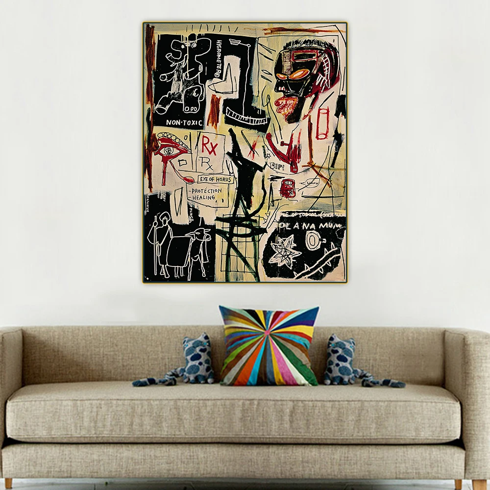 Citon Jean Michel Basquiat《Kušanas Ledus》Grafiti Mākslas Audekls, Eļļas Glezna Dekoratīvu Attēlu, Sienas Dekori Mājas Apdare