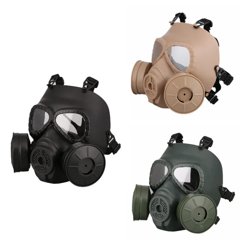 Gāzes maska, kas aprīkoti ķivere (dubulta ventilatora) black āra spēles, Aizsardzības Spēcīgu ietekmi drošu ķivere