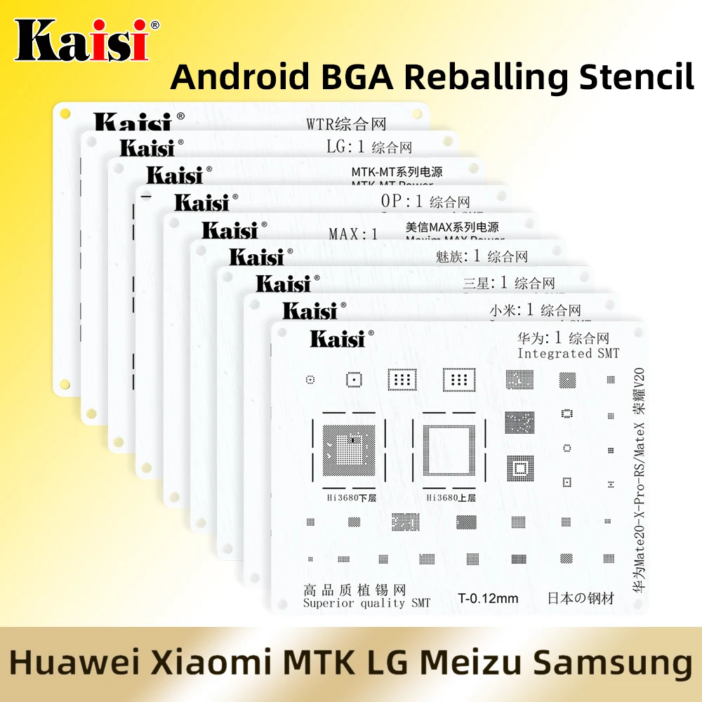 Kaisi BGA Reballing Trafaretu Komplekts Uzstādīt Strāvas IC Mikroshēmu HUAWEI XIAOMI OPPO Meizu LG Samsung MTK Augstas Kvalitātes Lodēt Veidne