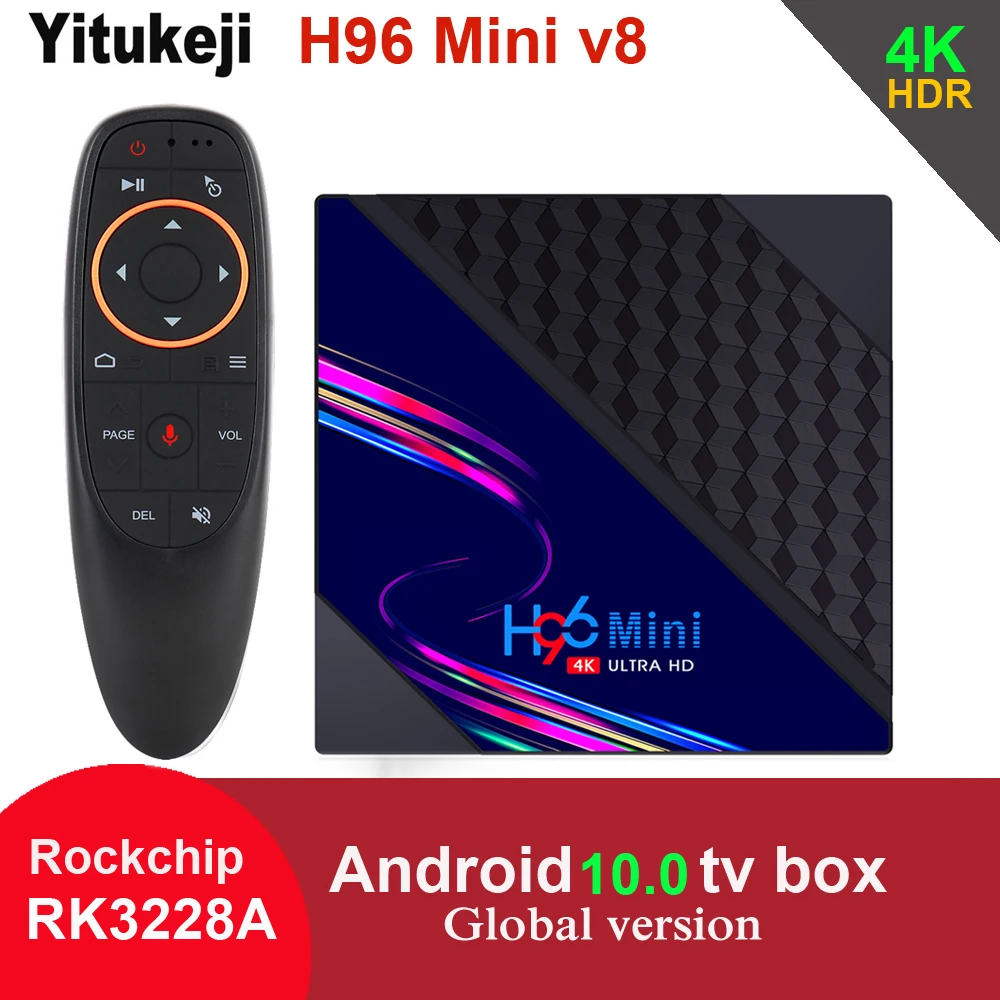 Yitukeji Smart Android 10.0 TV Kastē RK3228A 2GB 16GB Quad Core 4k 2.4 G Wifi Youtube Media player, kas Top TVBOX H96 Mini V8