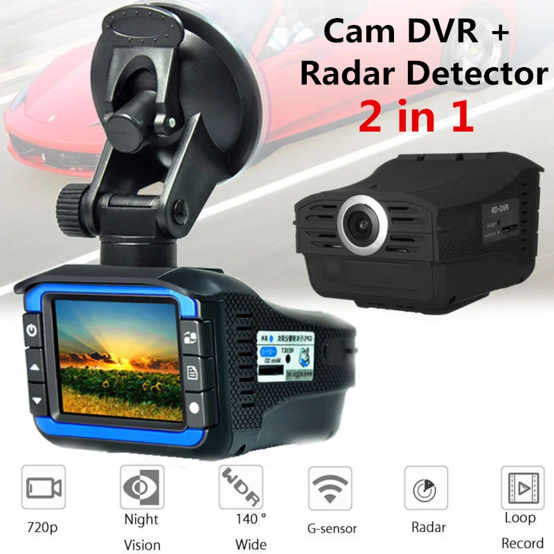 2in1 Kamera Video HD 720 P Auto DVR Detektoru Kameru Video Ieraksti Dash Cam Radaru, Lāzera Ātruma Detektoru Labas Kvalitātes