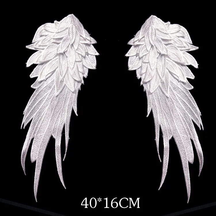 Eņģeļa Spārni Ielāpus Sieviešu Apģērbu Šūšana Izšūti Plāksteri Motīvs Aplikācijas Apģērba Piederumi Diy Melna Balta