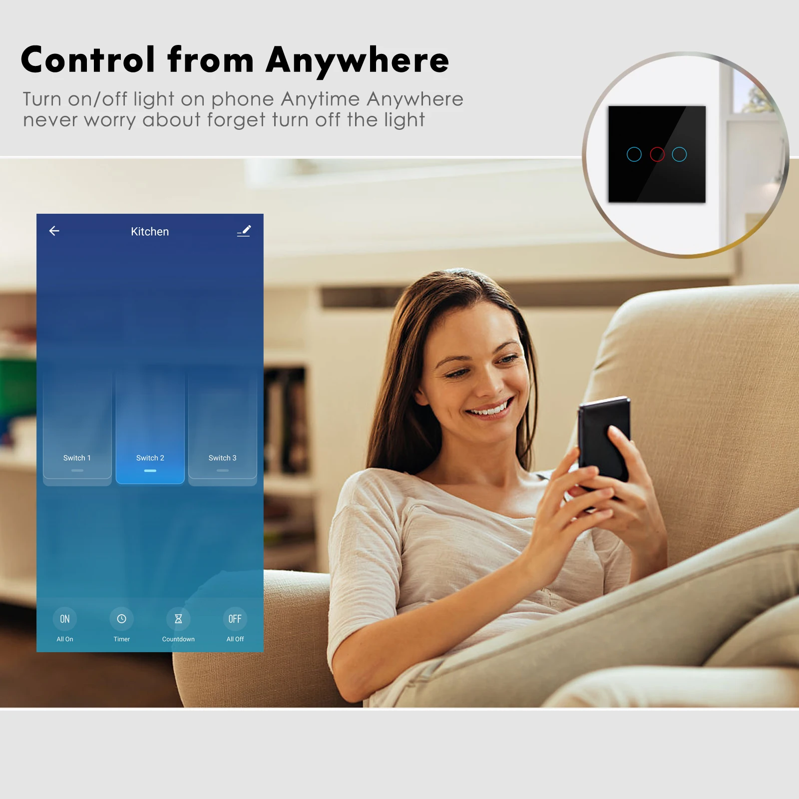 Wifi Sienas Touch Switch (ES) Nr. Neitrālu Vadus Nepieciešams Smart Gaismas Slēdzi Tuya RF433 Smart Home Kontrolieris Atbalsta Alexa, Google Home