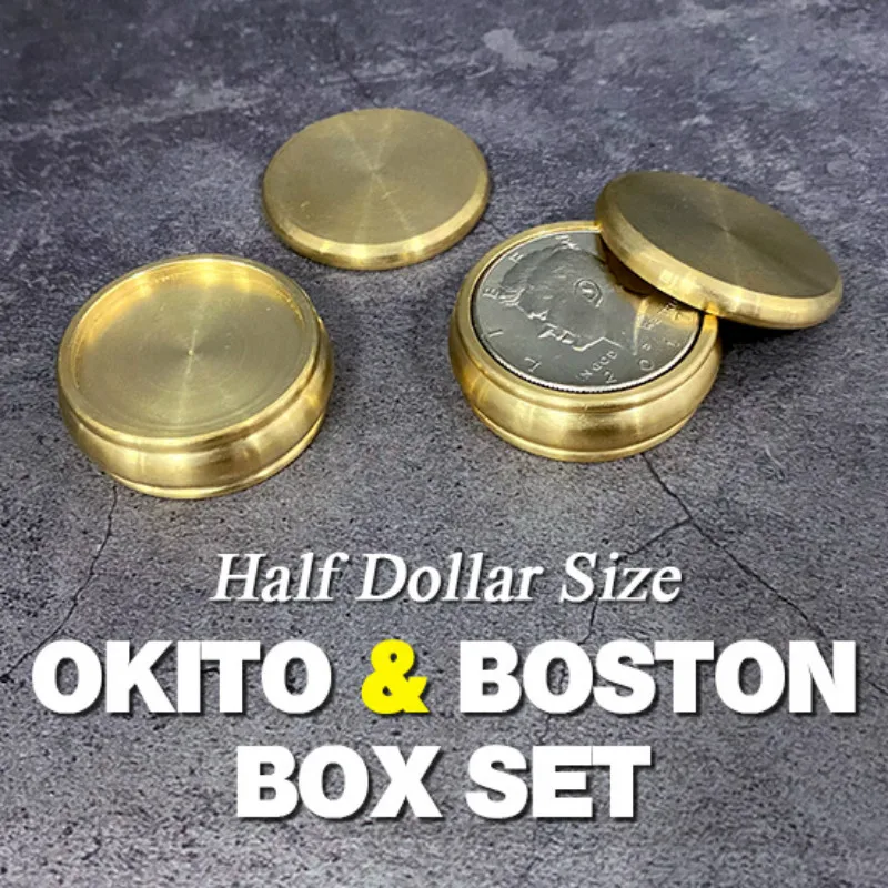 Okito & Boston Box Set (Puse Dolāra Izmērā), Burvju Triki Slēgt Magia Monētas Iekļūt Pazudīs Ilūziju Veidojums Aksesuārus Mystery Box