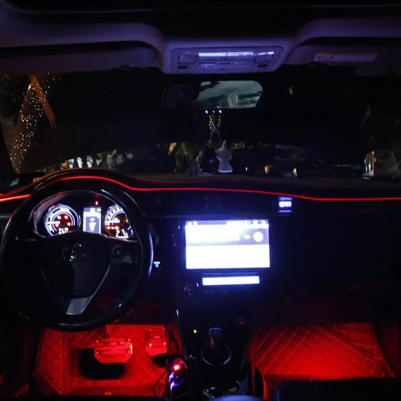 RGB LED Sloksnes, Apkārtējās Gaismas APP Bluetooth Kontroli, Automašīnas salona Atmosfērā Gaismas Lampa 8 krāsas DIY Mūzikas 6M Optisko Šķiedru Band