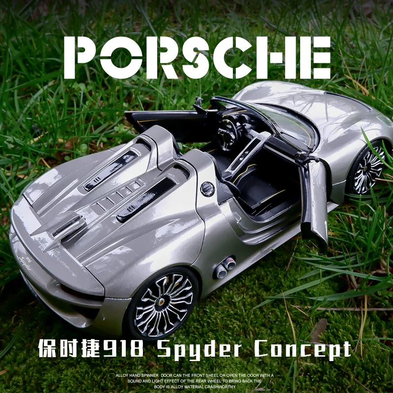 WELLY 1:24 Porsche 918 spyder kabrioleta auto sakausējuma auto modeļa simulācijas auto dekorēšana kolekcija dāvanu rotaļlietas Die casting modelis