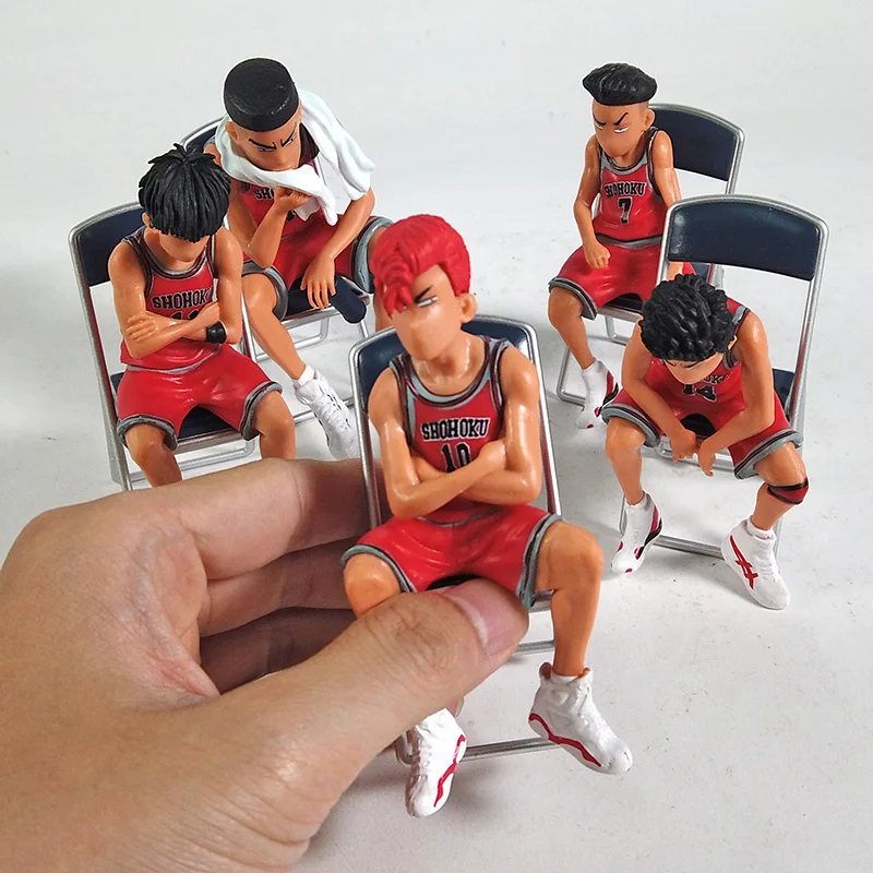 Anime Slam Dunk Shohoku Basketbola Komanda Hanamichi Rukawa Akagi Mijagi Mitsui PVC Skaitļi, Brinquedo Rotaļlietas, 5gab/komplekts