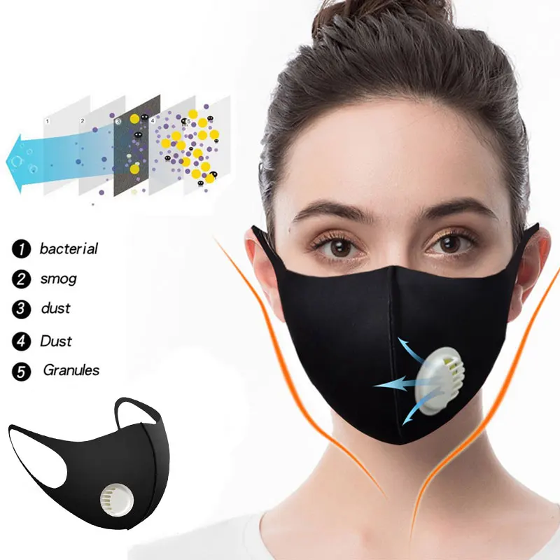 5 Gab. Mutes, Sejas Maskas Filtrs Mouthmask Anti-Vīrusu Infekcija salona Anti-putekļi Ar Gaisa Vārstu Facemask Atkārtoti Mazgājams