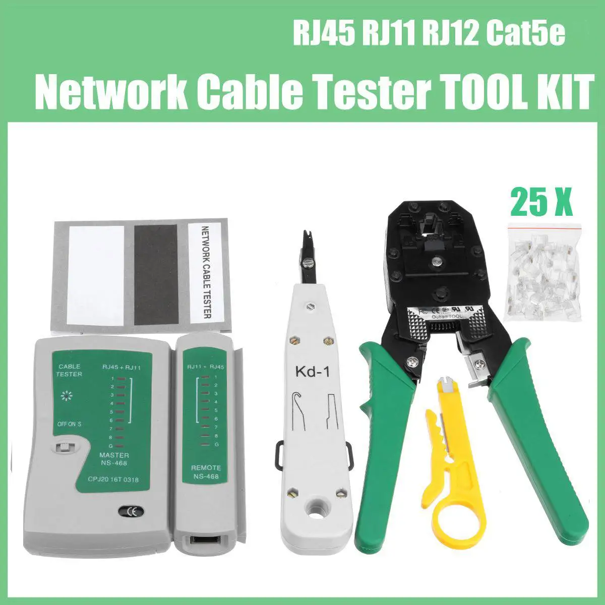 5gab/Tīkla Ethernet Kabeli Testeri RJ45 RJ12 RJ11 Cat5e 6 LAN Datu Tīkla Rīku Crimper Gofrētu Perforators uz Leju Vadu Detektors