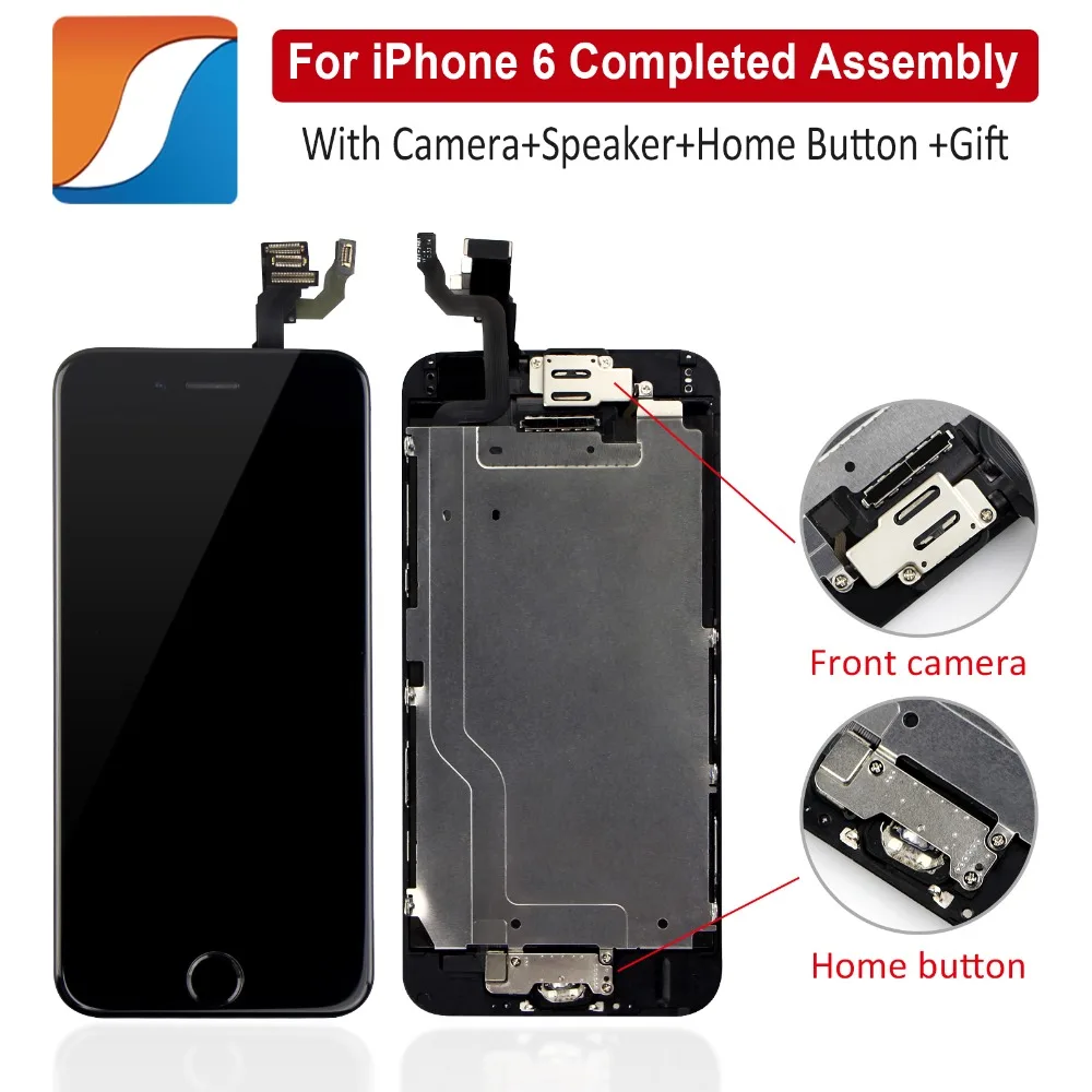 AAA+++ Pilns komplekts iPhone 6 6S Plus LCD Ar Kameras Pogu Home Pabeigta iPhone 5S Ekrānu Nomaiņa Displejs
