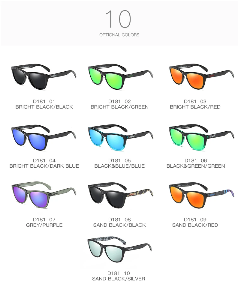 DUBERY Vintage Polarizētās Saulesbrilles, Vīriešu, Saules Brilles Vīriešiem UV400 Toņos Braukšanas Melns Kvadrāts Oculos Vīriešu 8 Krāsas Modelis 181