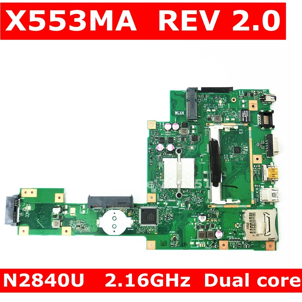 X553MA MAIN_BD._0M/N2840U Dual core/KĀ 90NB04X0-R00060 mainboard REV 2.0 Asus X503M X553M F553MA F553M klēpjdators mātesplatē